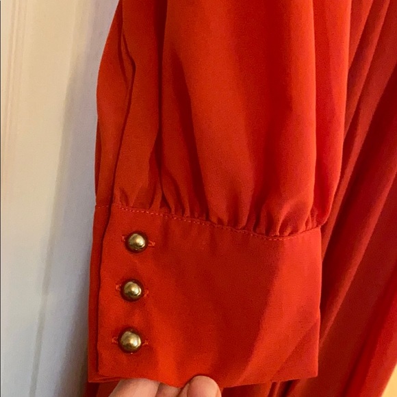 Burnt Orange Chiffon Maxi Maternity Dress - Picture 3 of 8